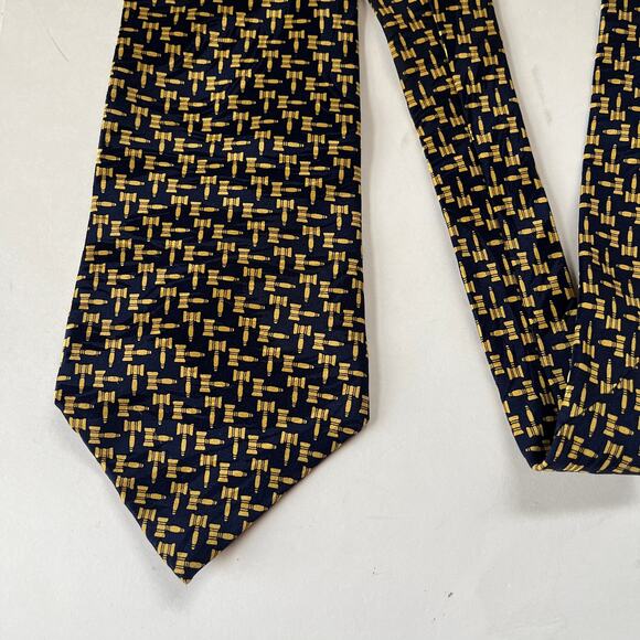 MUSEUM ARTIFACTS 100% Silk Novelty Tie Blue 58" Judge Yellow Gavel Legal - Picture 4 of 10